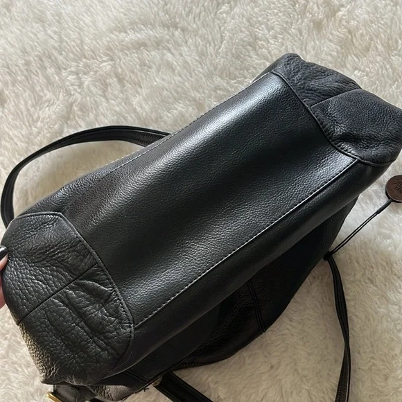 The Sak Leather Tote Satchel Bag 18” Large Brown Pebbled Cow Hide Gold Hardware - Picture 6 of 14